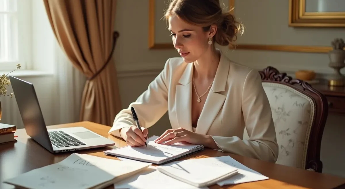 bride planning wedding budget focusing on key luxury purchases