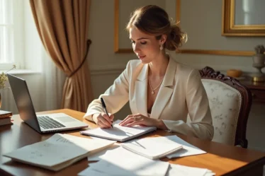 bride planning wedding budget focusing on key luxury purchases