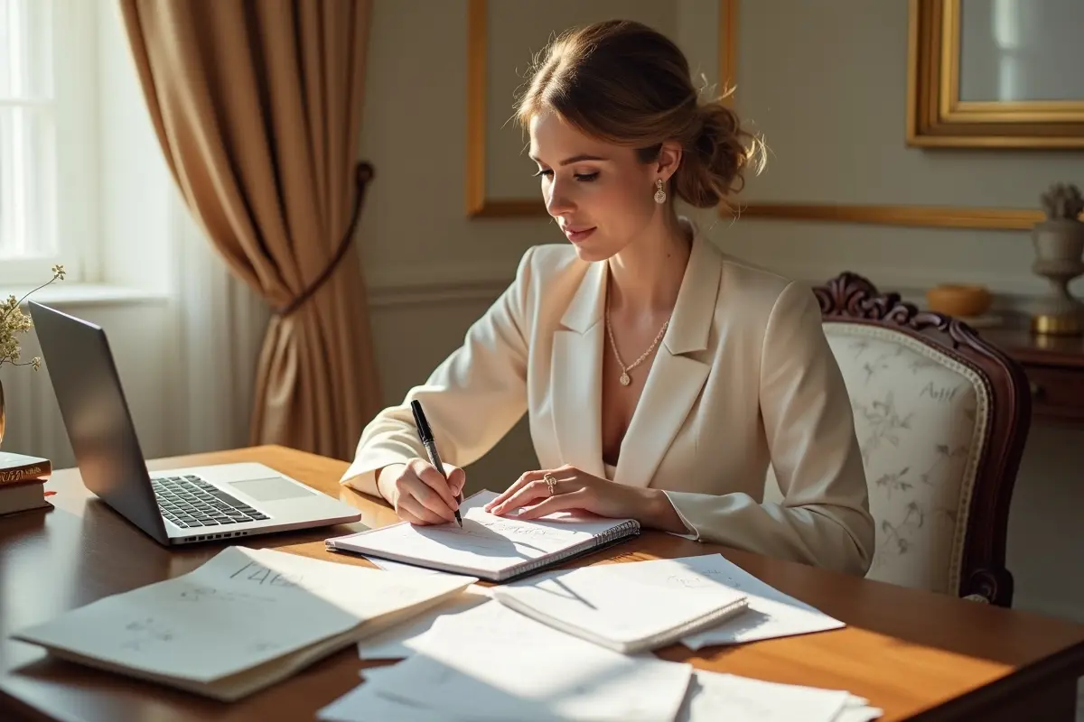 bride planning wedding budget focusing on key luxury purchases