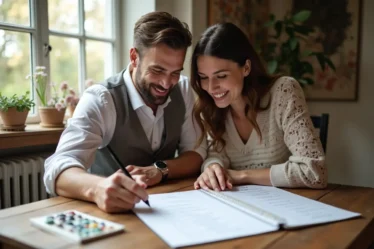 couple organizing wedding checklist before their special celebration day