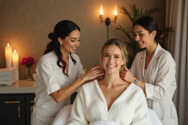 bride enjoying luxury beauty treatments before her wedding day