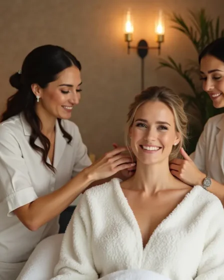 bride enjoying luxury beauty treatments before her wedding day